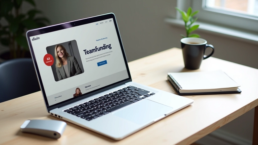 Laptop scherm met crowdfunding platform en campagne metrices